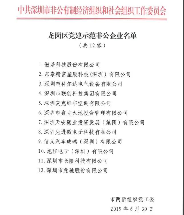 深圳市非公企业党建“百企示范，整体提升”项目企业